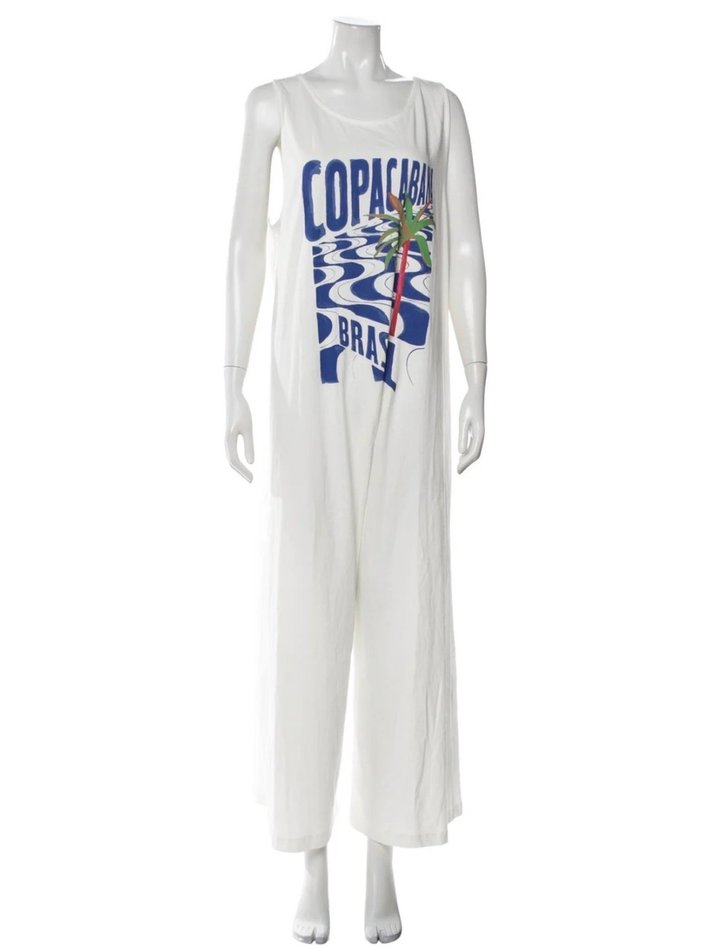 FARM Rio White Sleeveless Copacabana Graphic Jumpsuit